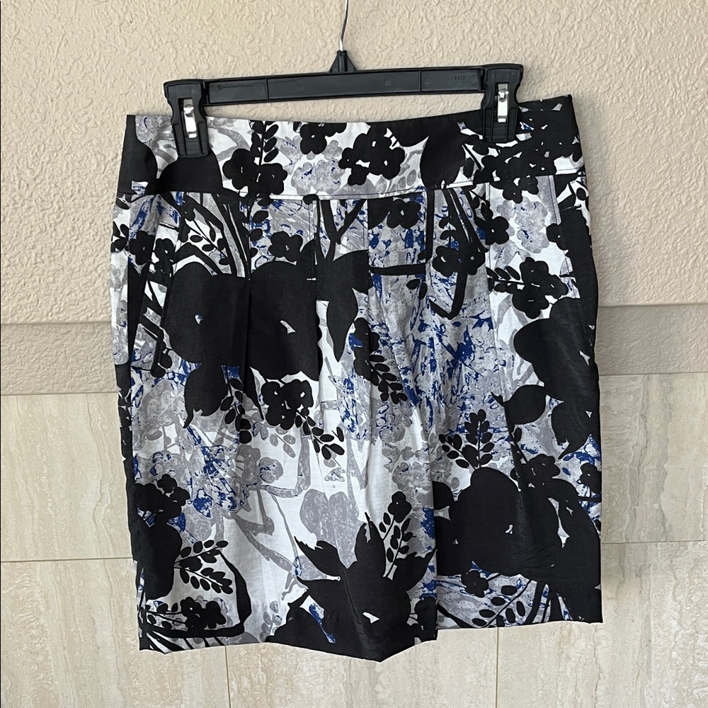 Ann Taylor Black and Blue Floral Mini Skirt